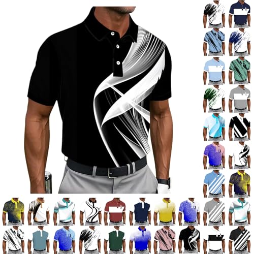 Camisa Polo para Hombre Manga Corta con Cuello de Botones y Estampado Geométrico miniatura 6