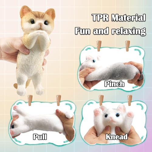 Image of Big Hand Painted Cat Squishy Toys,Large Cute Ultra Soft Kitty Squeeze Fidget Toys for Stress Relief ,Kawaii Squishies Sticky Animal Toys for Adults Kids,Decompression Sensory Balls (Congratulations)