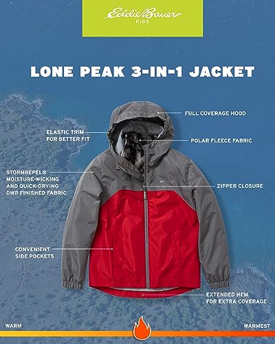 Eddie Bauer Boys' Jacket - Lone Peak Waterproof 3-in-1 Insulated Windbreaker Coat with Removable Fleece Lining (5-20)2