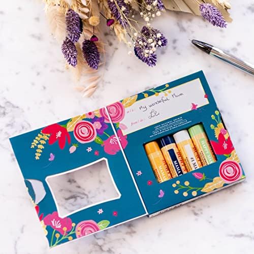 Burt's Bees Lip Balm Gift Set For Women, Mothers Day Gift Set, Beeswax, Vanilla Bean, Coconut & Pear, Cucumber Mint, Balm Bouquet, 4x4.25g