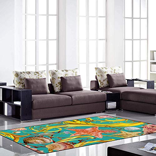 Tapis tropical durable facile à nettoyer bleu Ruchen - 4