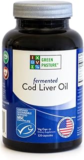 Green Pasture Fermented Cod Liver Oil -Non-Gelatin 120 Capsules