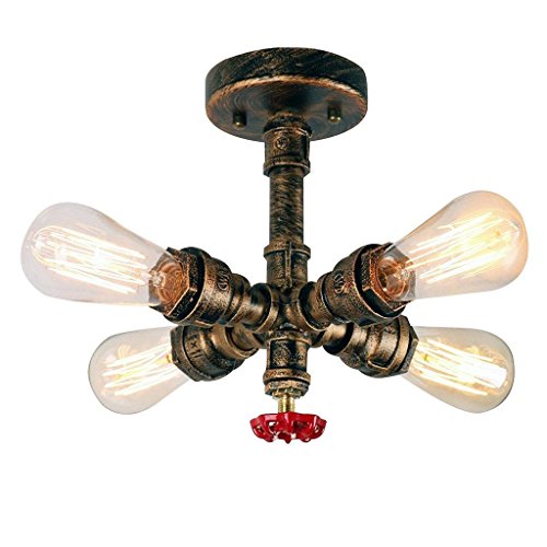 Vintage Deckenleuchte Deckenlampe Water Pipe Leuchte Industrie Stil Innen Decke Beleuchtung Decor Kronleuchter Editon Wasser Rohr Licht Retro Design E27 Cover