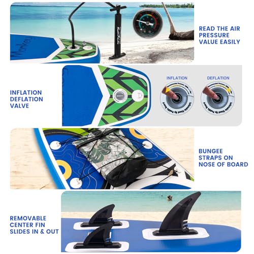 Image of FEATH-R-LITE Inflatable Paddle Board Stand Up Paddleboards for Adults SUP with Premium Accessories Pump, Adjustable Paddle, Leash, Three Fins, Backpack