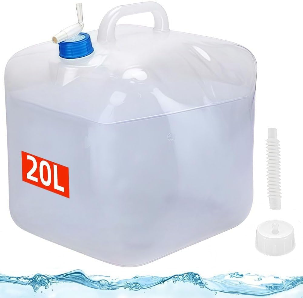 ZUMVIVIN Collapsible Water Container 20L with Tap | An Extra Sealing Cover and 12cm Outlet Pipe | for Hiking Climbing Fishing Travel Picnic (1)