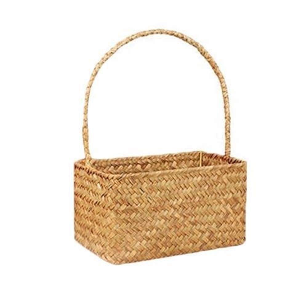 Cesta de frutas con asa hecha de mimbre para organizar tu escritorio y decorar con elegancia