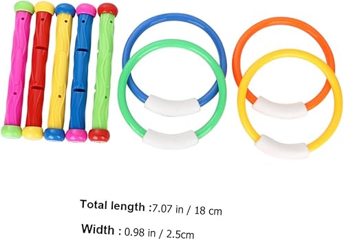Miniatura 6 de GALPADA Anillos y palos de buceo para el hogar para entrenamiento submarino resistente al desgaste, juegos de piscina, ligeros y seguros para
