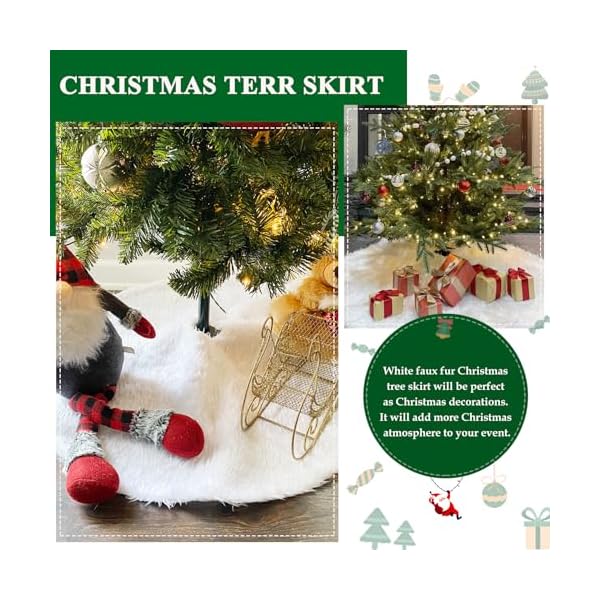 White tree skirt 24 inch faux fur small christmas tree skirt plush skirt xmas christmas tree decoration  urban country home decor