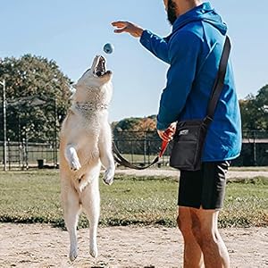 Dog Treat Pouch Bag for Pet Training with Zipper Closure,Fanny Pack for Dog Walking,Puppy Training Pouch with Adjustable Waistband,Shoulder Strap and Dog Waste Bag Dispenser