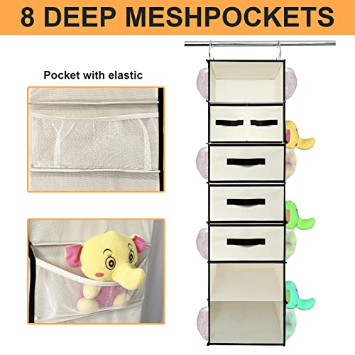Homyfort Hanging Closet Organizer With Drawers - 7 Shelves Organization And Storage, Foldable & Heavy Duty Clothes Storage For Wardrobe, Closet, Dorm, (49.6" H, Beige) #TOP1
