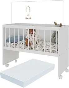 Berço Reborn com Colchão Incluso e Rodízios Multimóveis Mp4382c Branco