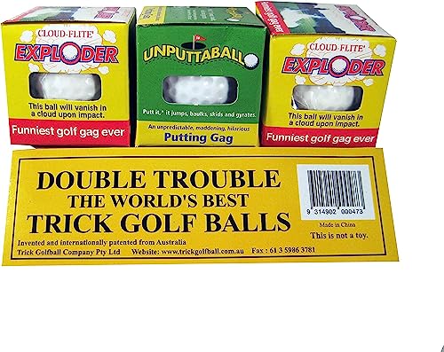 1 SET Double Trouble Triple Pack of Trick Joke Golf Balls