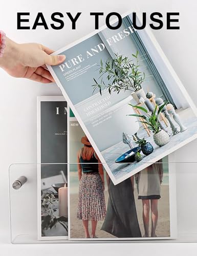 Gwezmxs Modernes Zeitungsständer, Acryl Wand Bücher Regal, Transparent, 2er-Pack, 40x15cm