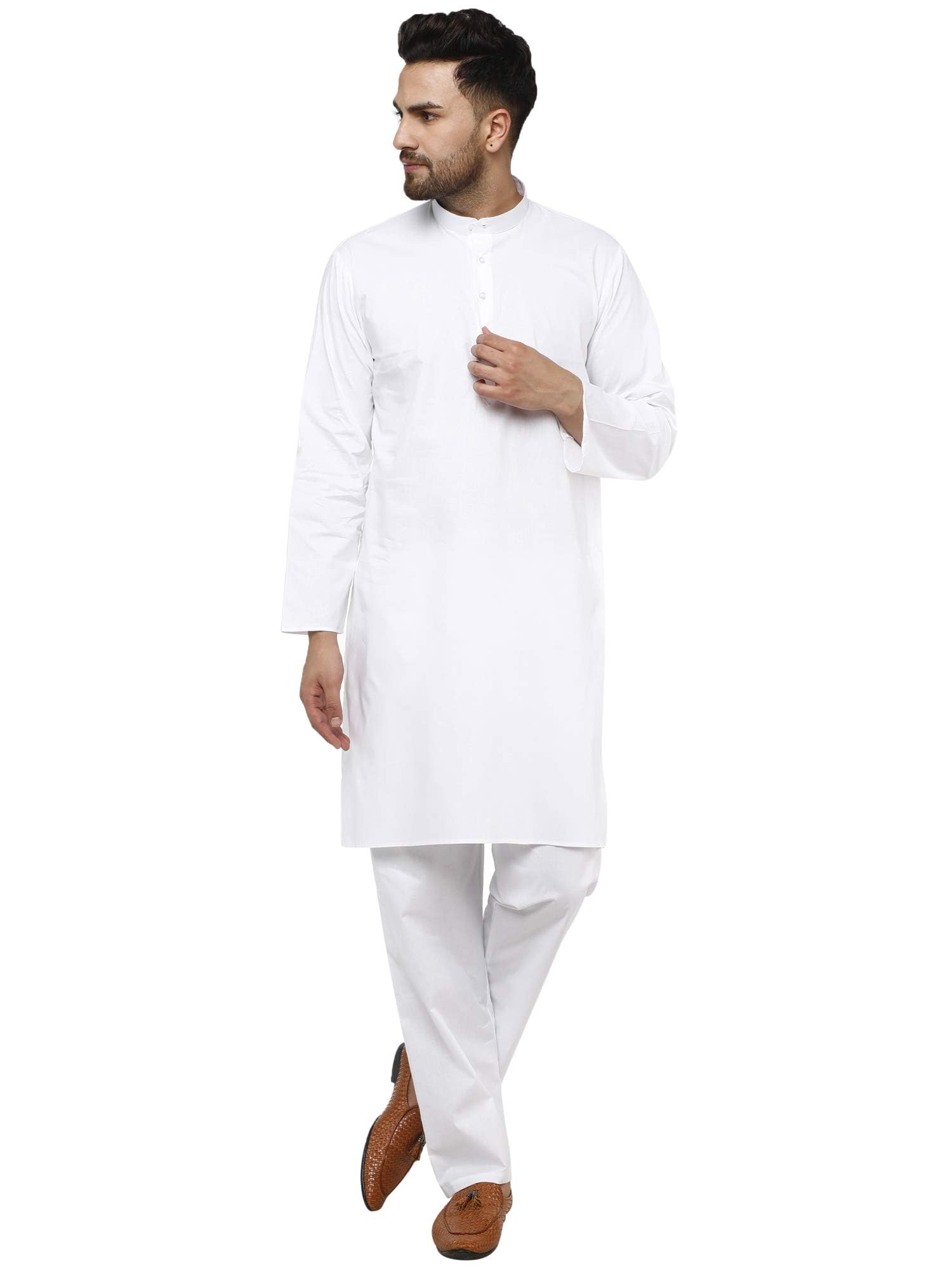 cf comfortfirst Men’s Solid White Kurta Pajama Set – Classic Ethnic Wear Straight Cut Kurta with Pajama Pants for Festive, Wedding & Casual Wear-picture-10