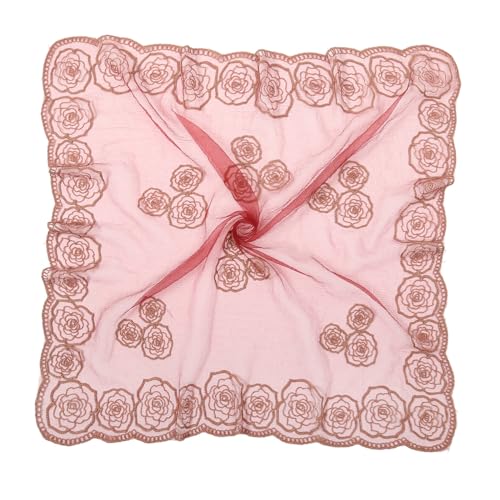 Women Head Scarf 31.5 Inches Large Square Hair Scarf Rose Flower Embroidery Hair Bandana Hair Wraps Scarf3