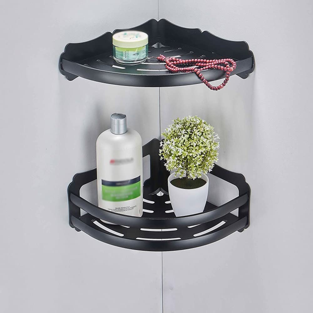 Corner Shower Caddy Aluminum Black Corner Basket Bathroom Shampoo Holder Cosmetic Storage Racks Shower Caddy Bath Accessories Shower