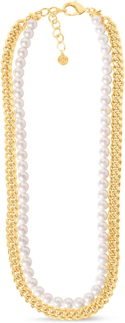Martha Stewart Pearl and Curb Chain Necklace In Gold, 24 Inches For Women