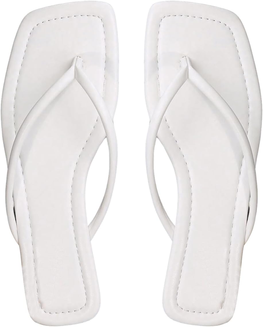 GORGLITTER Women's Square Open Toe Flip Flop Minimalist Thong Flat Sandals Slide On Summer Vacation 2026 Dressy Shoes - Image 4