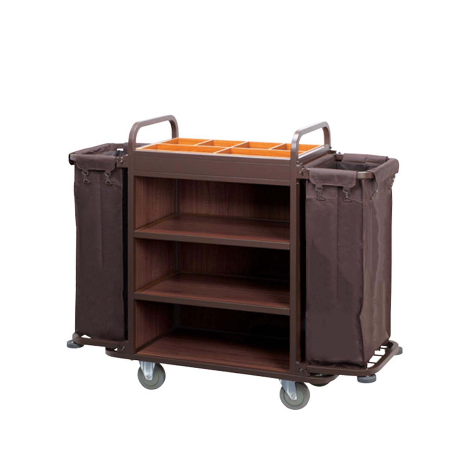 Dieser gewerbliche Reinigungswagen mit geräuscharmen Rädern und wasserdichter Oxford-Tasche eignet Sich ideal für Hotels, Büros und Schulen und ist in Beige (1400 x 450 x 11 cm) erhältlich.