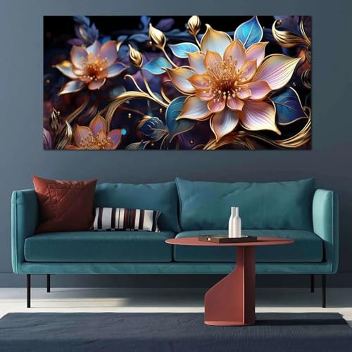 Grande image de fleur pour salon chic tableau de luxe 80x160 - 5