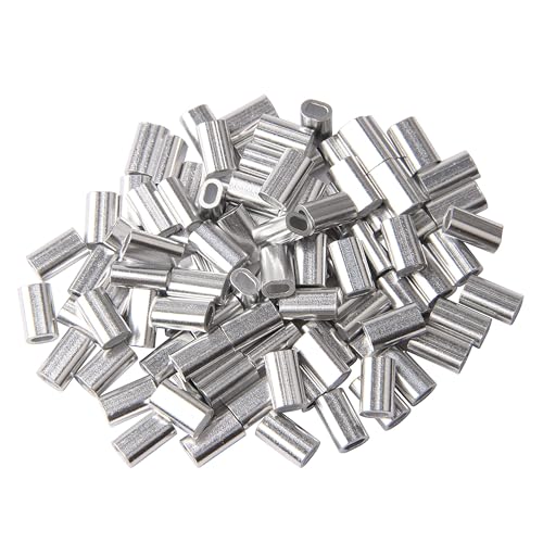 Aluminum Single Barrel Crimp Sleeves 100Pcs-500Pcs Fishing Line Tube Connectors for Leader Rigging Inside Diameter 1.0mm-2.0mm
