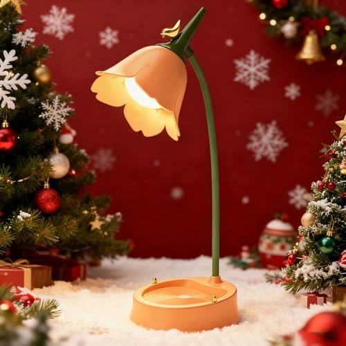 magical JD LED Desk Lamp Cordless Table Light Adjustable Gooseneck Dimmable Touch Rechargeable Battery Eye-Caring Night Light for Kids, Mini Cute Lamp for College Dorm Bedroom Reading, Yellow - Thumbnail 7
