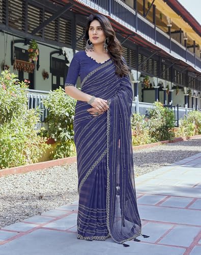 Sari en georgette de qualité supérieure style Bollywood d'exception - 2