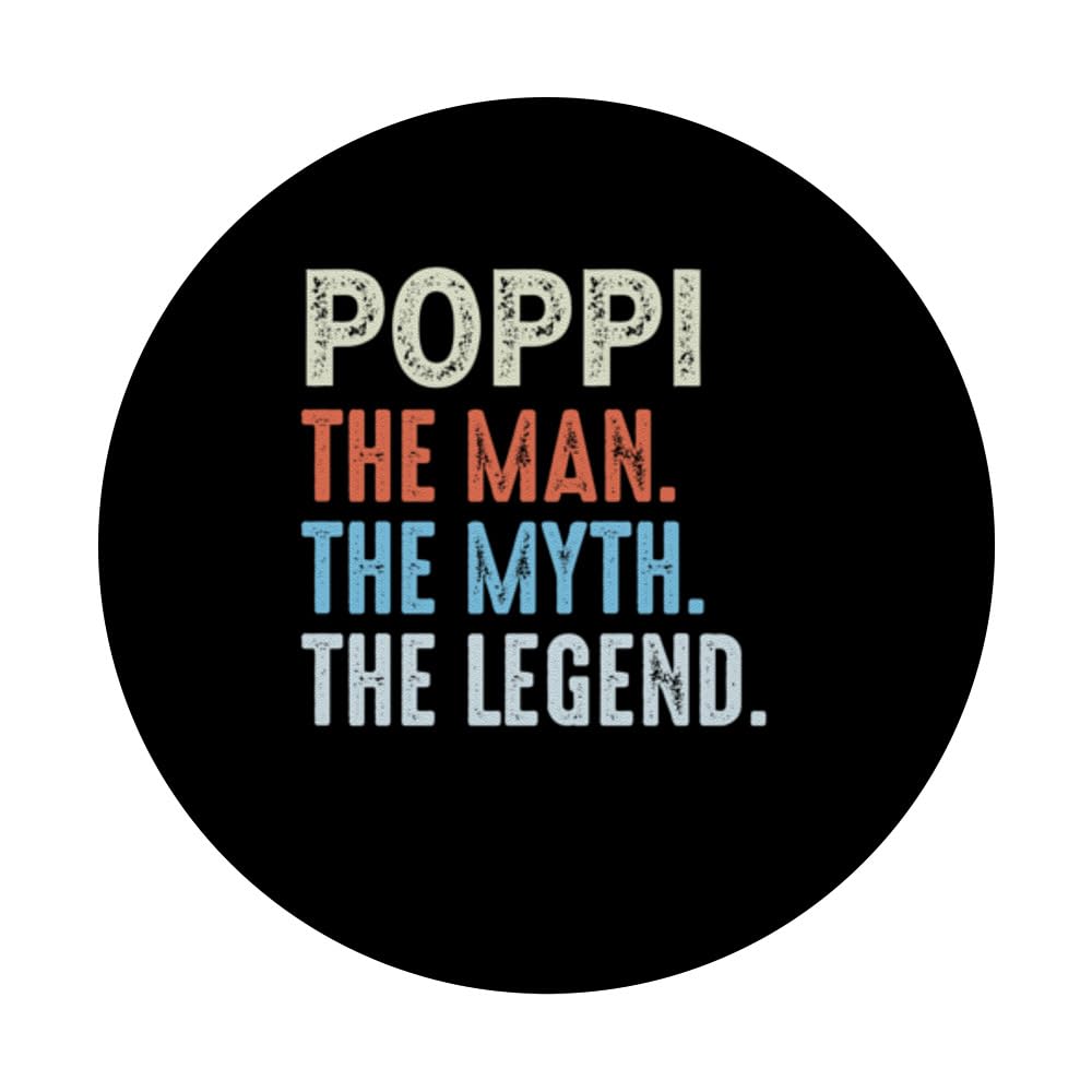 POPPI Man The Myth The Legend Funny Vintage Father's Day PopSockets Swappable PopGrip, Black - Image 3