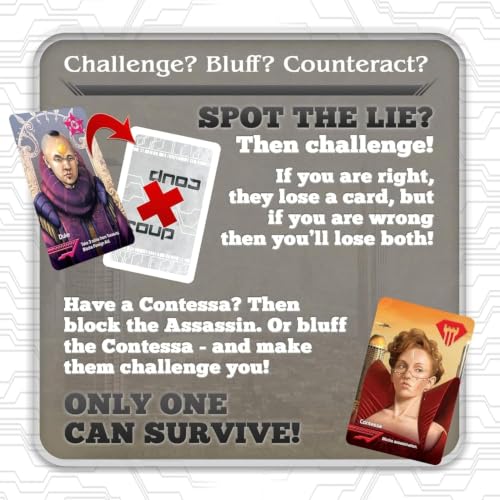 Image of Awestuffs Cooup Card Game | Fast Bluffing and Social Deduction Strategy | Hidden Roles, Deception, and Player Interaction | Quick 15-Minute Game for 2-6 Players | Adults, Teens, Families