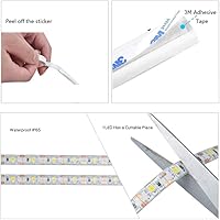 Vista 6 de Luz de armario con sensor de movimiento, tira de luces LED de 4.9 ft, encendido y apagado automático PIR, funciona con pilas, 6000 K blanco
