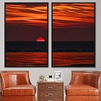 2 Piece Framed Canvas Wall Art Sunset Canvas Prints Home Artwork Decoration for Living Room,Bedroom - 16