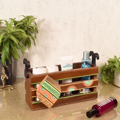 Image of AAKRITI ART CREATIONS Floral Art Wooden Magazine Holder | Hand-Painted & Teak |Storage Decoration For Hall | Magazine Holder For Bedroom, Living Room, and Entryway