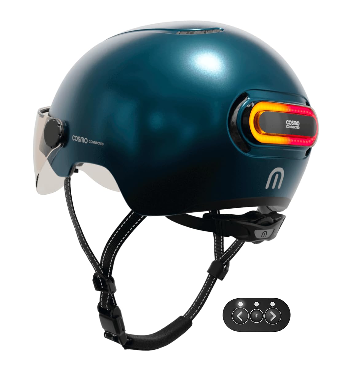 Cosmo Connected - Cosmo Fusion – Intelligenter Fahrrad- und Scooter-Helm mit Visier, Erwachsenengröße – Blinker, automatisches Bremslicht, Teilen der Fahrt, Erkennung von Stürzen