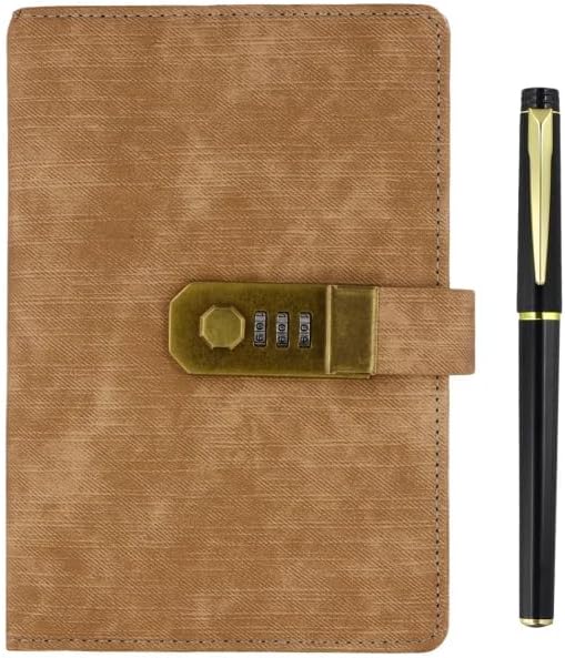 Diary with Lock, B6, 127 Sheets, Vintage Lock Journal with Pen, PU Leather Notebook, Personal Planner Organizer for Men and Women19x13cm
