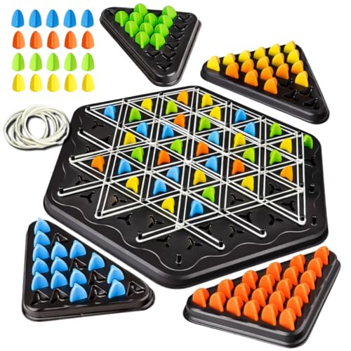 Strategic Chain Triangle Game Elastic Band Triangle Strategy Board Game Geometric Chess Rubber Band Puzzle Family Brain Games Ages 3+