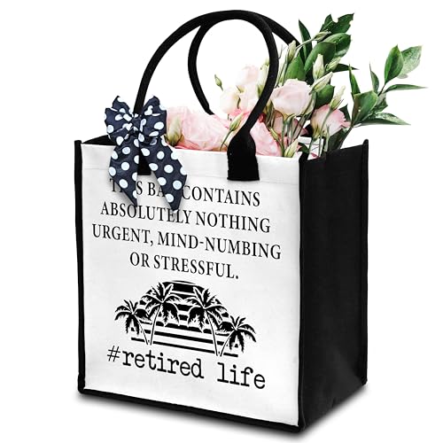 Bolso tote Retired Life para mujer - Tela de lona blanca, resistente al agua y duradero, con tema playero, talla única miniatura 1