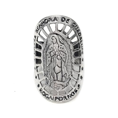 Emulily Western Lady GUADALUPE Anel ajustável Navajo Squash Blossom, Metal, n