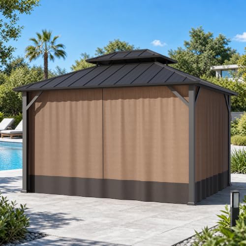 Covered Outdoor Gazebo Curtain Replacement Universal 4-Panel Sidewalls 11' x
