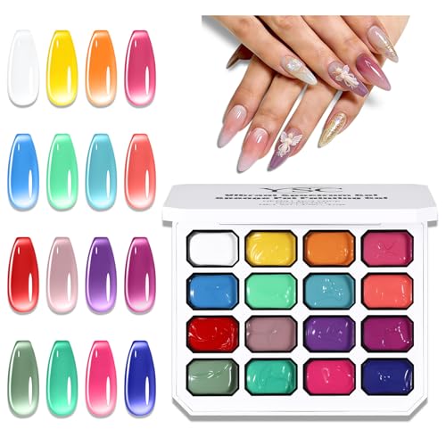 YSC Sponge Pat Paint Nail Gel 16 Colors Ombre Gel Nails Polish Gradient & Aura Nails Art DIY for Home & Salon No Wipe UV/LED Curing