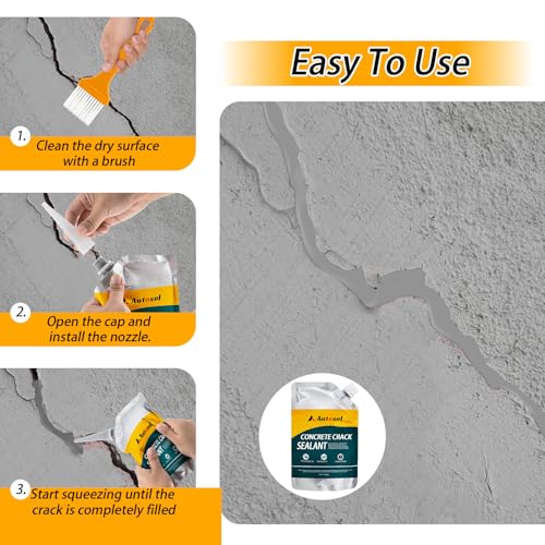 Concrete Crack Filler, Cement Crack Filler, Self Leveling Concrete Crack Repair Sealant–Quick-Drying, Waterproof, Durable Filler for Driveway, Sidewalk & Expansion Joint Repair-2 PCS - Image 6
