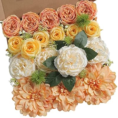 YYHUAWU Künstliche Blumen, Kombi-Box, Farbverlauf, Blumenblatt mit Stielen für DIY, Hochzeit, Blumensträuße, Tafelaufsätze, Babyparty, Party, Heimdekoration