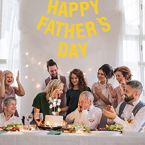 Image of Happy Father's Day Gold Banner Bunting Banner for Dad Father's Party Decorations Backdrop Garland for Father's Day (Gold Letter)