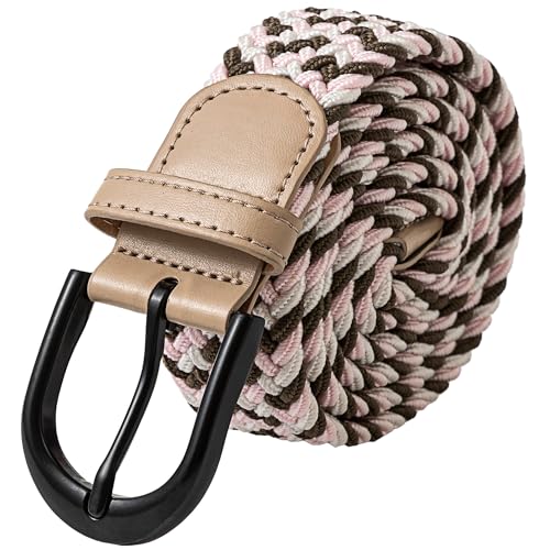 Image of Mile High Life | Braided Stretch Elastic Belts | Pin Oval Solid Black Belt Buckle | PU Loop End Tip Men /Women /Junior Belt
