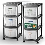 Design élégant : l'aspect noir et les paniers en rotin élégants font de ce chariot un accroche-regard. Contrairement à de nombreuses étagères à roulettes ennuyeuses, notre chariot s'intègre harmonieusement dans n'importe quel intérieur.