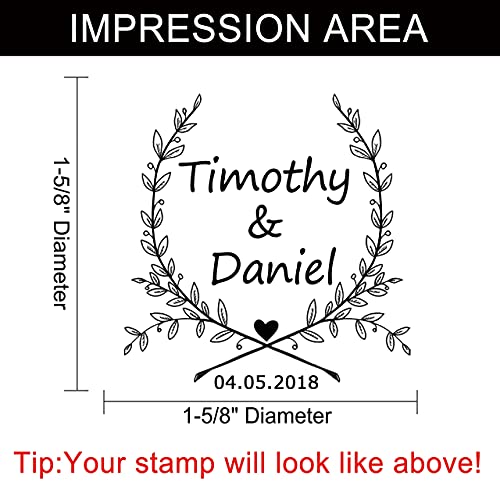 Custom Rubber Self Inking Stamp-Personalized Wedding Stamp,Use In Wedding Invitations, Save The Dates, Rsvp Cards (Leaves 3) #TOP3
