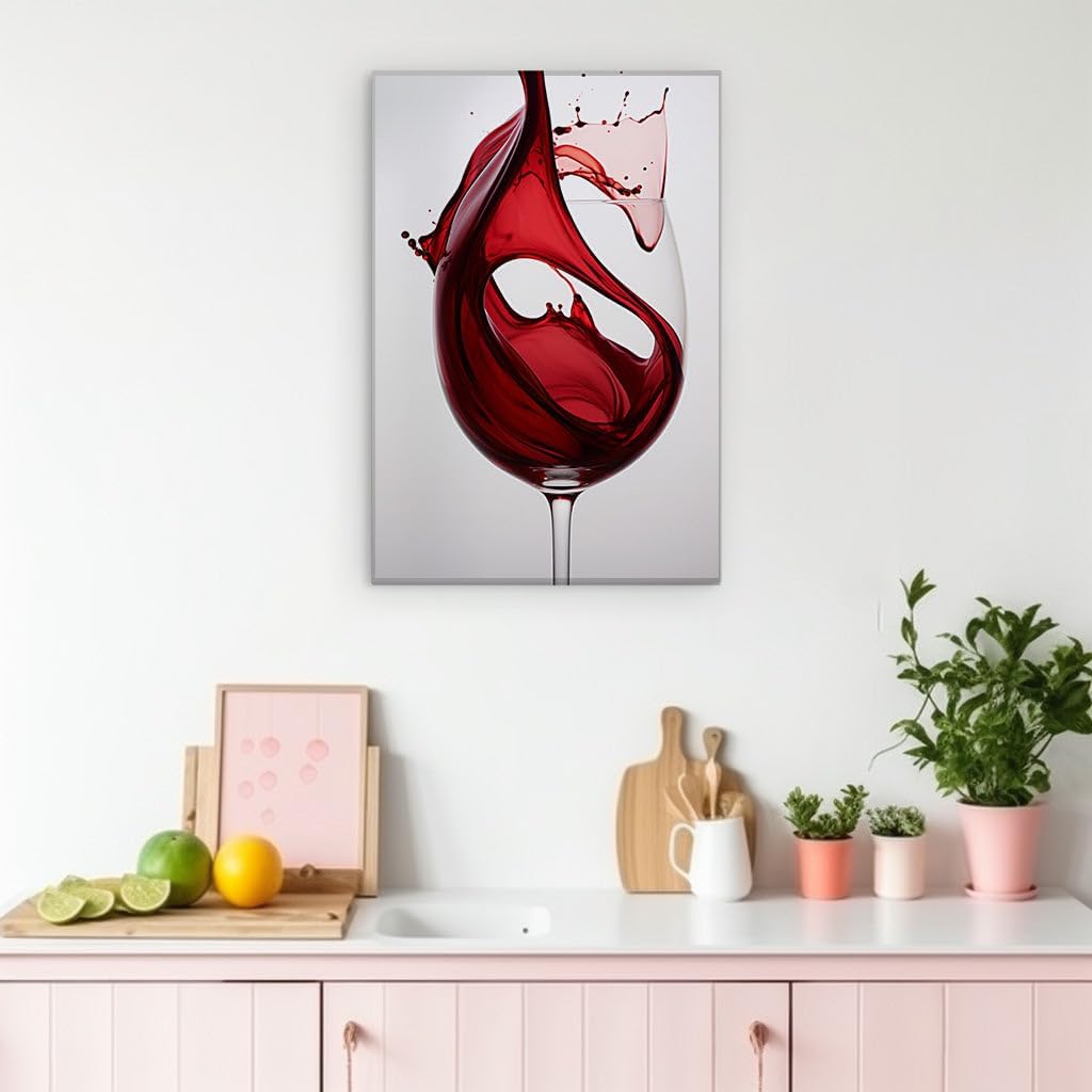 Canvas for Living room. Capturing Elegance in Motion: The Vibrant Dance of Splashing Red Wine, 27 x 18 inch Canvas Wall Art - Contemporary Masterpieces - Modern Home Decor