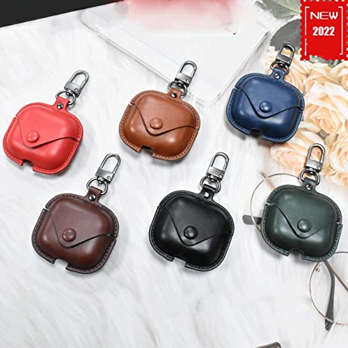 Image of Case Cover for Apple AirPods Pro 1 | Premium Leather Case with Carabiner | Only for Apple Airpods | Mineral Green