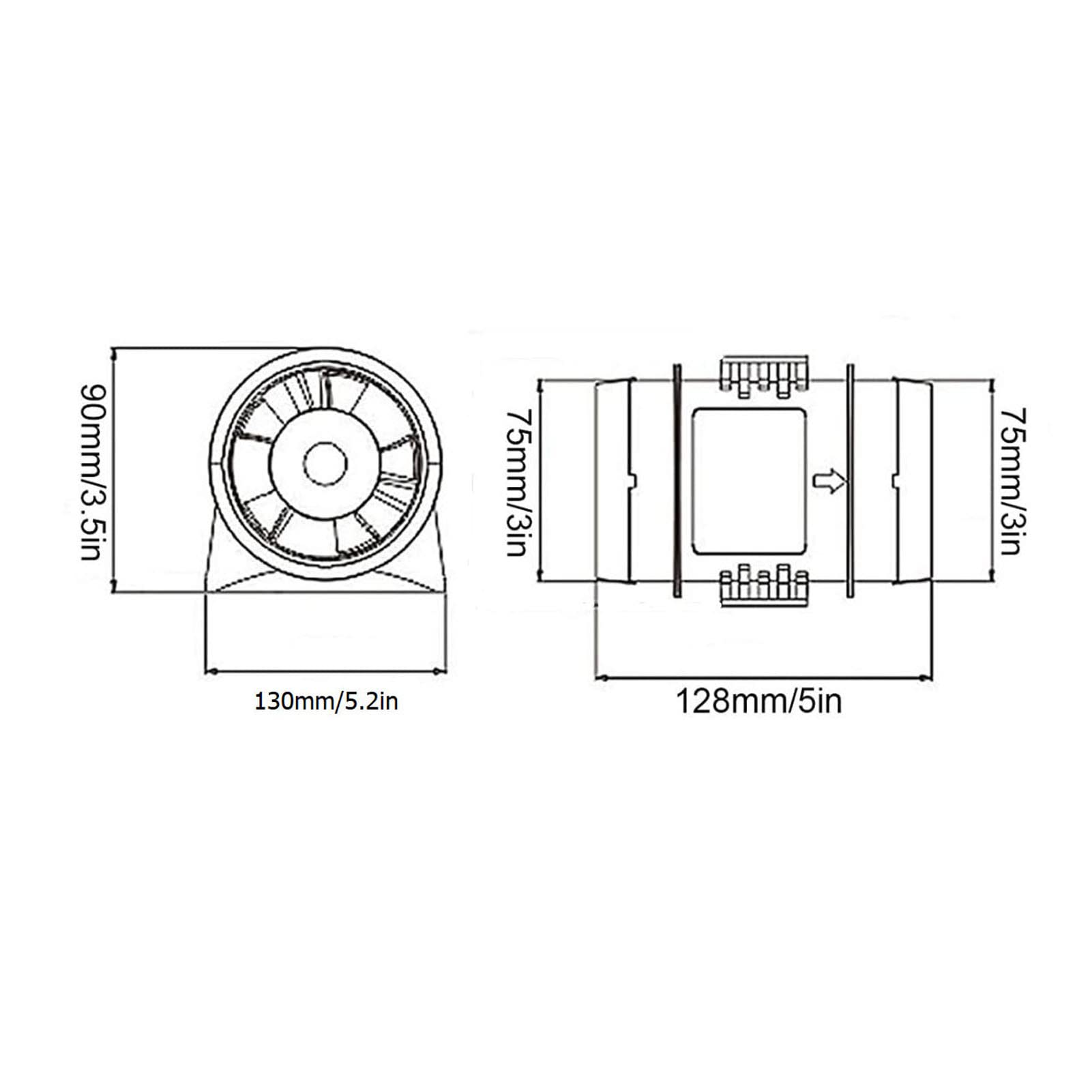 Aramox Ventilatore in Linea 3 Pollici, Ventilatore in Linea Silenzioso 12V Ventilatore per Condotti di Sentina Marina Ventilatore per Condotti in Linea per Yacht Barche Circolazione Dell'aria