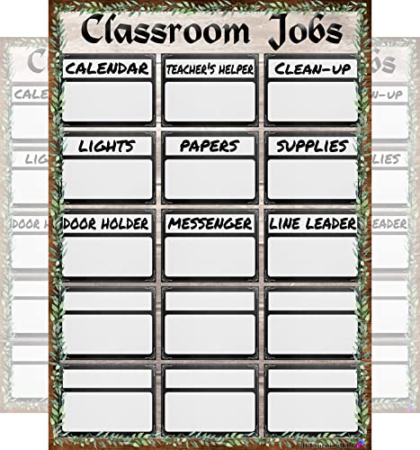 Farmhouse Class Jobs Chart- Laminated 14x19.5 - Classroom Posters and Decorations, Back to School Supplies, Teachers’ Posters for Preschool, Kindergarten, Elementary Classes, Home School