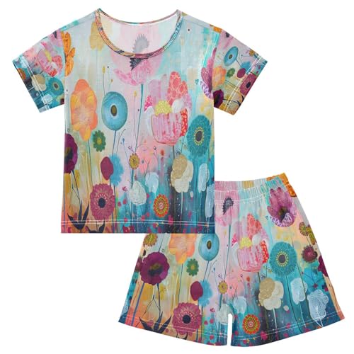 senya Short Sleeve Pajamas Sets Summer Cotton Sleepwear Giraffe Composed Flower